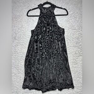 Francescas Dress Womens Small Mini Velvet Burnout Cocktail LBD Sleeveless Swing